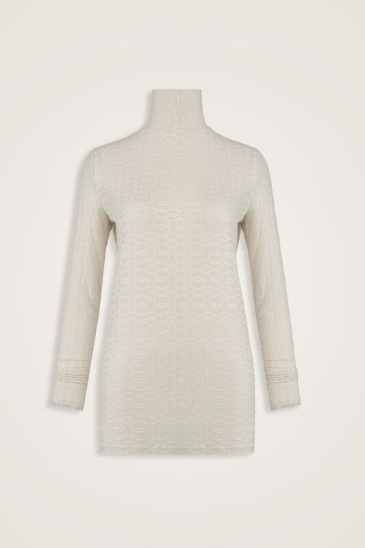 Chain Jacquard Cream Long Supreme Blouse - 1