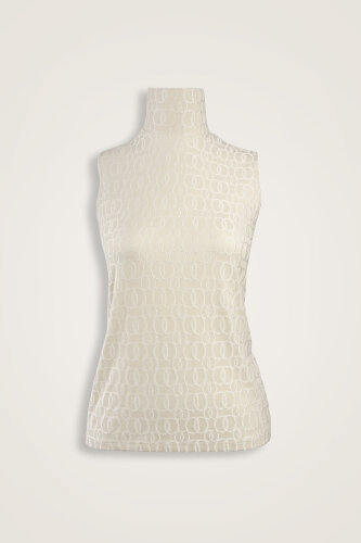 Chain Jacquard Cream Supreme Sleeveless Blouse 