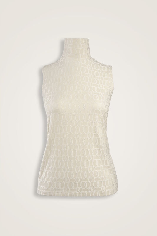 Chain Jacquard Cream Supreme Sleeveless Blouse - 1