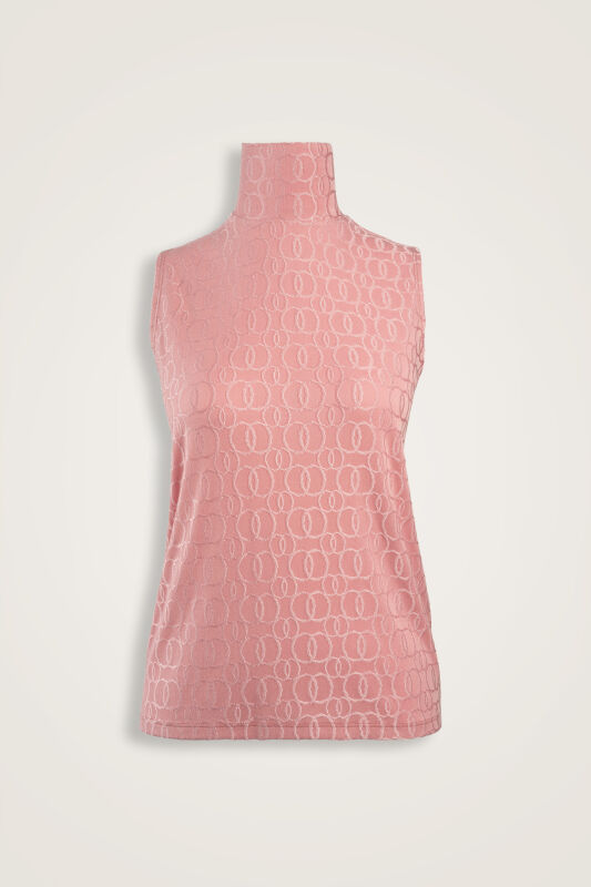 Chain Jacquard Dark Pink Supreme Sleeveless Blouse - 1