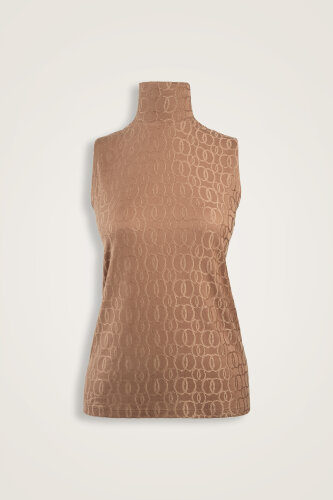 Chain Jacquard Tan Supreme Sleeveless Blouse 