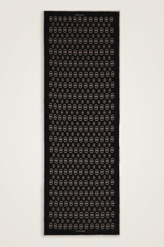 Chain Logo Black-Cream Cotton Floss Shawl 