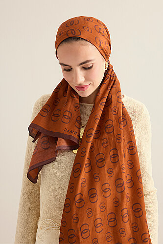 Chain Logo Cinnamon Cotton Floss Shawl - 5