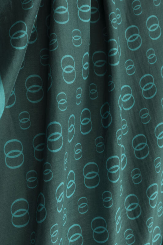 Chain Logo Dark Turquoise Cotton Floss Shawl - 2