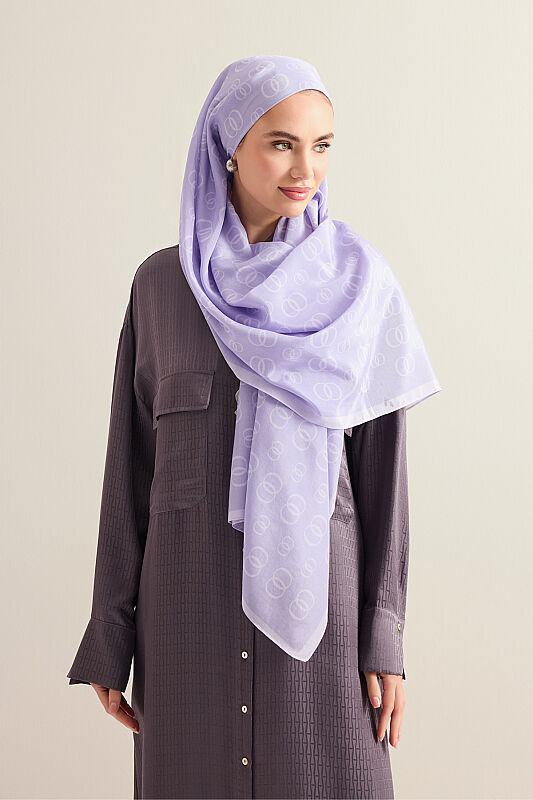 Chain Logo Lavender Cotton Floss Shawl - 1