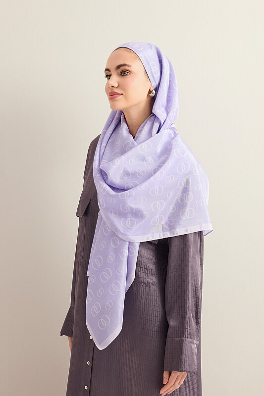 Chain Logo Lavender Cotton Floss Shawl - 5