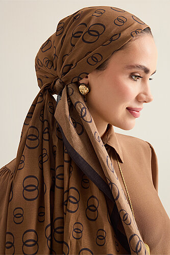 Chain Logo Milk Chocolate Cotton Floss Shawl - 3