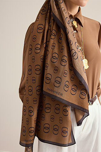 Chain Logo Milk Chocolate Cotton Floss Shawl - 5