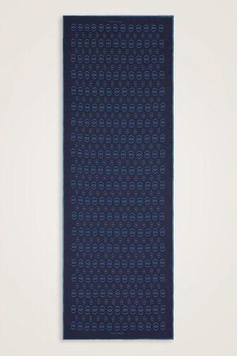 Chain Logo Navy Blue Cotton Floss Shawl - Imannoor