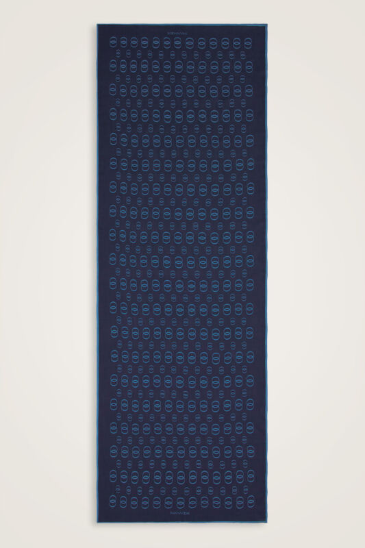 Chain Logo Navy Blue Cotton Floss Shawl - 1