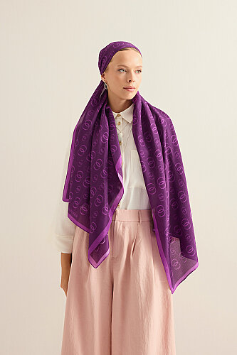 Chain Logo Purple Cotton Floss Shawl - 5