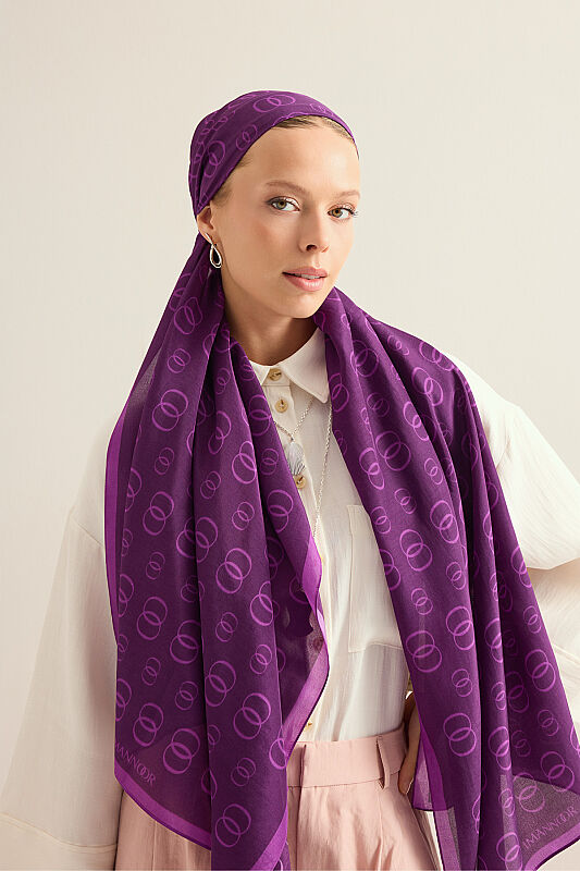 Chain Logo Purple Cotton Floss Shawl - 1