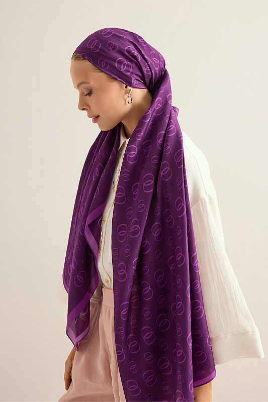 Chain Logo Purple Cotton Floss Shawl - 3