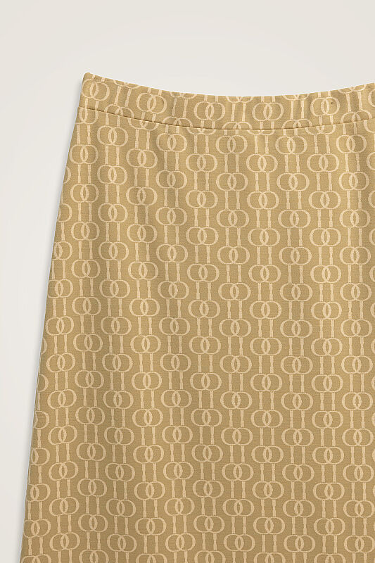 Chain Monogram Beige Jacquard Knit Skirt - 2