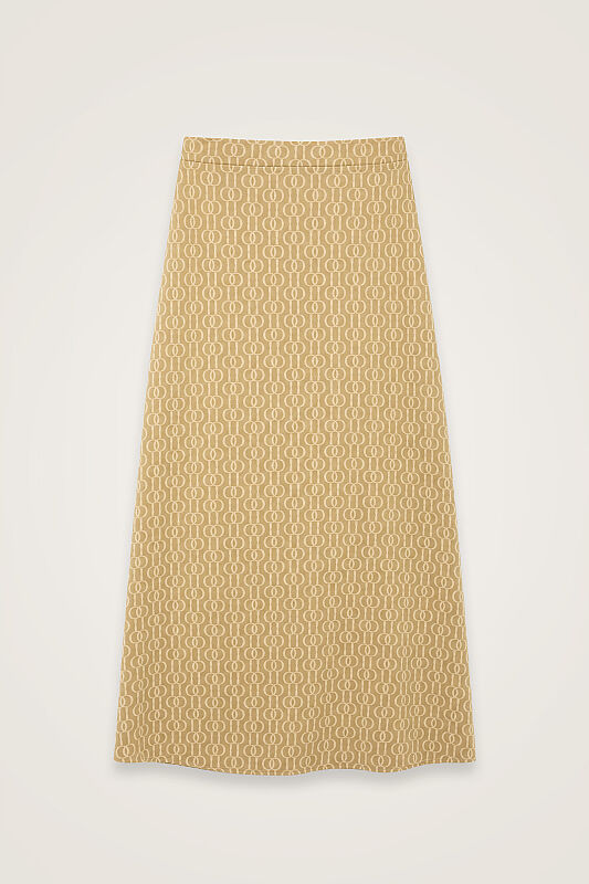 Chain Monogram Beige Jacquard Knit Skirt - 2