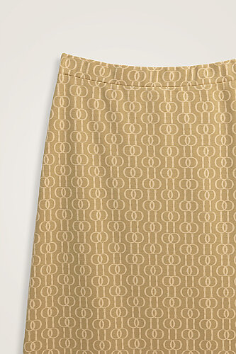 Chain Monogram Beige Jacquard Knit Skirt - Imannoor (4)