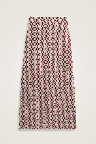 Chain Monogram Burgundy Jacquard Knit Skirt 