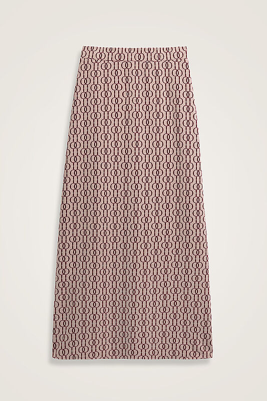 Chain Monogram Burgundy Jacquard Knit Skirt - 1