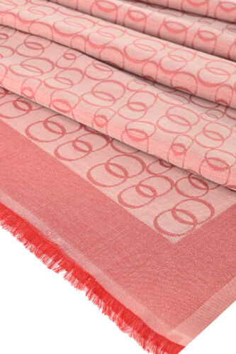 Chain Monogram Coral Cotton Silk Shawl 80x210 - 2