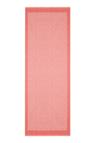 Chain Monogram Coral Cotton Silk Shawl 80x210 - 1