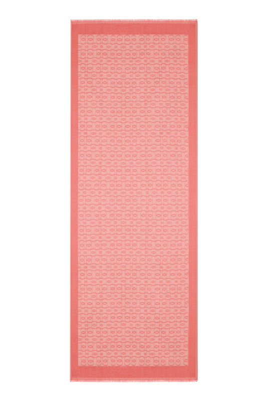 Chain Monogram Coral Cotton Silk Shawl 80x210 - 1