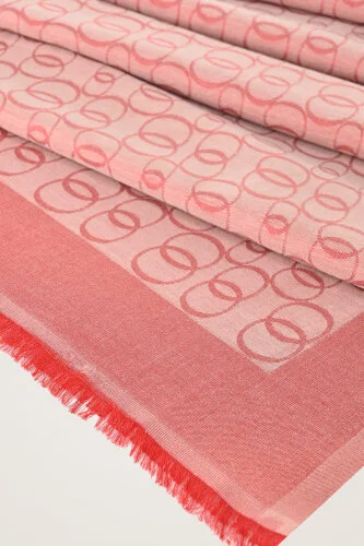 Chain Monogram Coral Cotton Silk Shawl 80x210 - 4