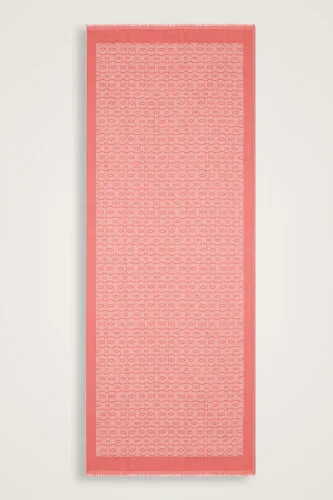 Chain Monogram Coral Cotton Silk Shawl 80x210 - 2