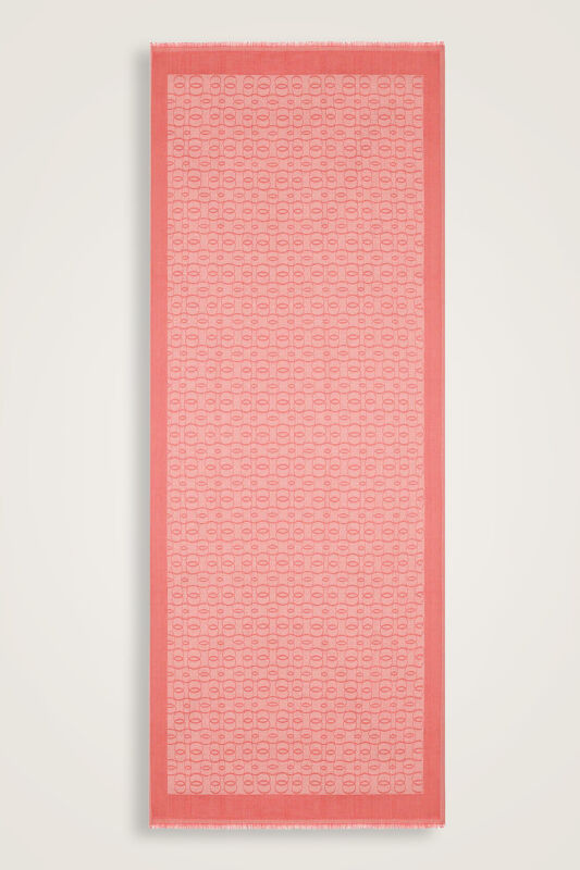 Chain Monogram Coral Cotton Silk Shawl 80x210 - 2