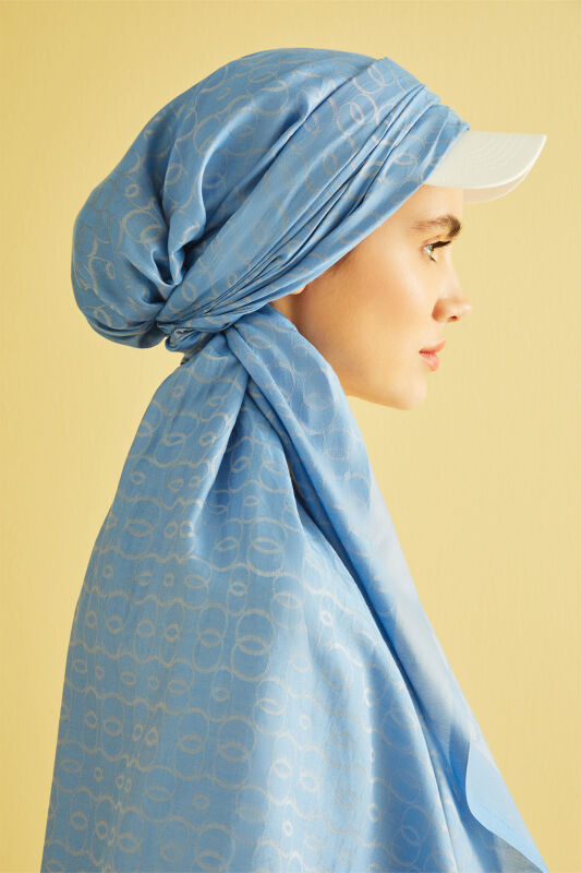 Chain Monogram Cotton Silk Shawl Blue - 3