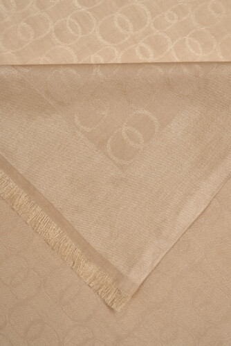 Chain Monogram Cotton Silk Shawl Dark Beige - 2