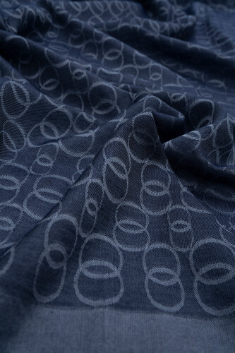 Chain Monogram Cotton Silk Shawl Dark Grey - 2