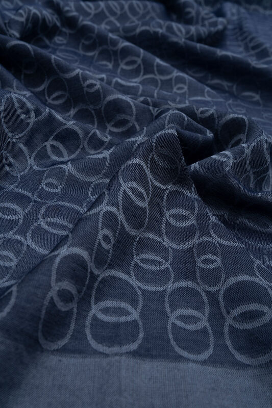 Chain Monogram Cotton Silk Shawl Dark Grey - 2