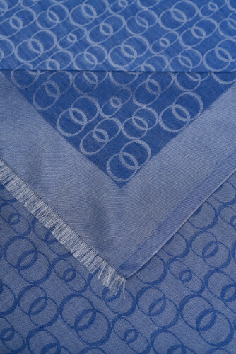 Chain Monogram Cotton Silk Shawl Denim - 2