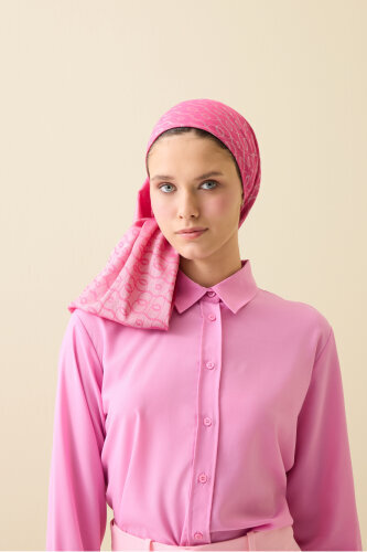 Chain Monogram Cotton Silk Shawl Fuchsia - 3