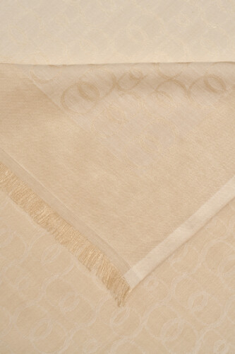 Chain Monogram Cotton Silk Shawl Light Beige - 2