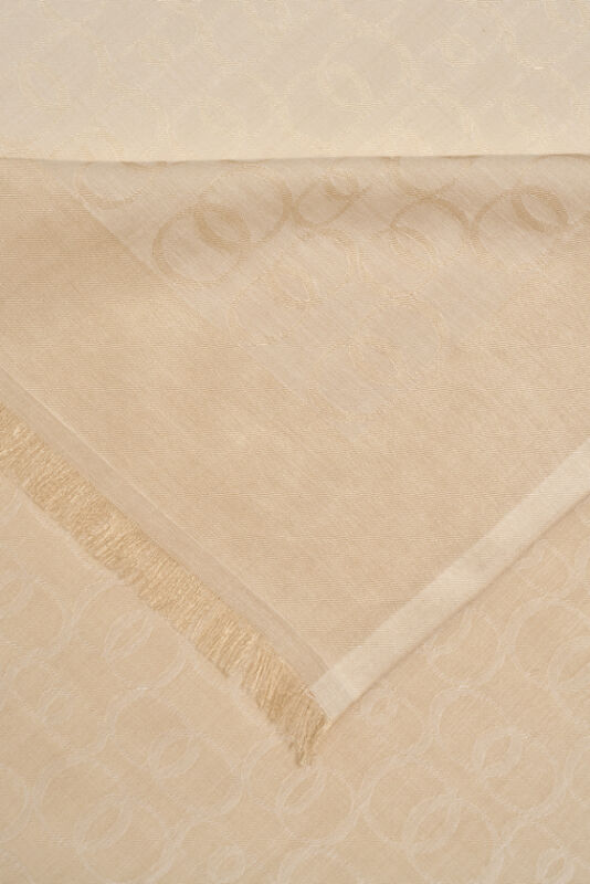 Chain Monogram Cotton Silk Shawl Light Beige - 2