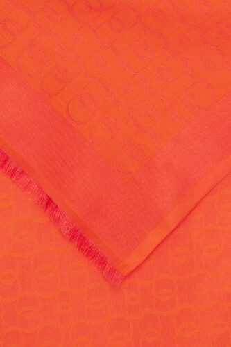 Chain Monogram Cotton Silk Shawl Orange - 2