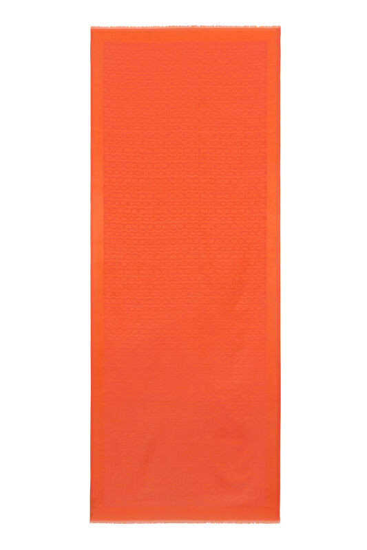 Chain Monogram Cotton Silk Shawl Orange - 1