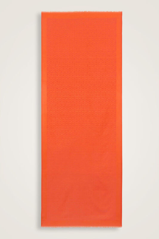 Chain Monogram Cotton Silk Shawl Orange - 2