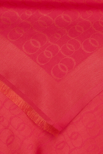 Chain Monogram Cotton Silk Shawl Pomegranate Flower - 2