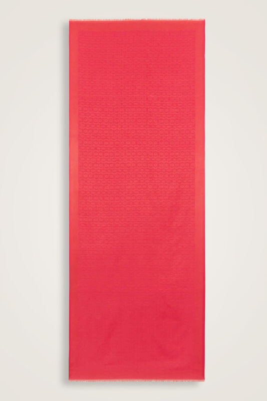 Chain Monogram Cotton Silk Shawl Pomegranate Flower - 2