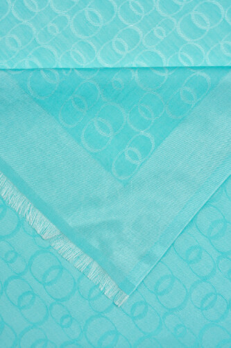 Chain Monogram Cotton Silk Shawl Turquoise - 2