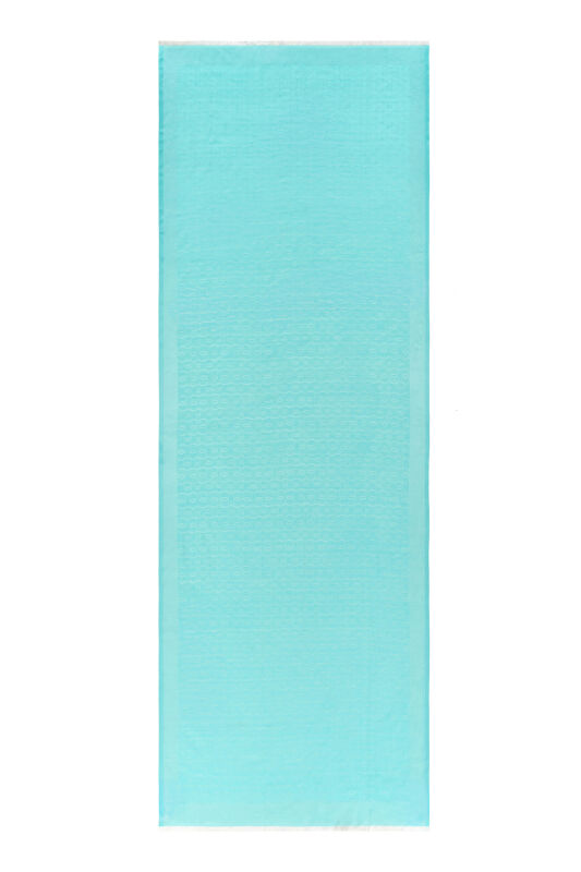 Chain Monogram Cotton Silk Shawl Turquoise - 2