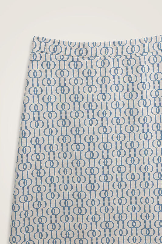Chain Monogram Light Blue Jacquard Knit Skirt - 2