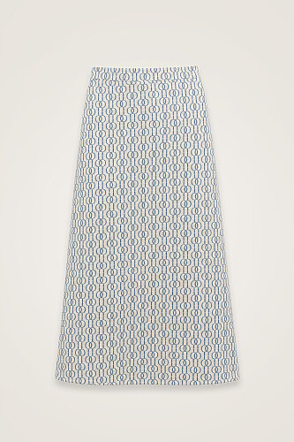 Chain Monogram Light Blue Jacquard Knit Skirt - Imannoor (2)