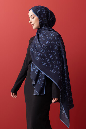 Chain Noor Flush Viscose Shawl Navy 