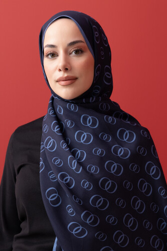 Chain Noor Flush Viscose Shawl Navy - 5