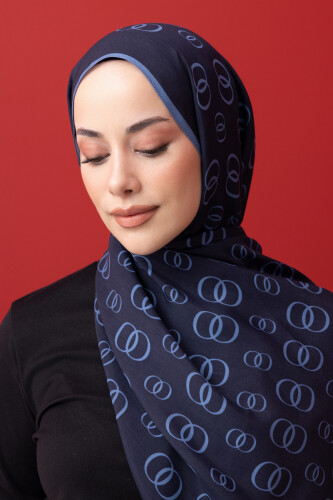 Chain Noor Flush Viscose Shawl Navy - 3