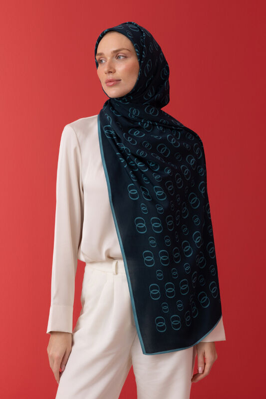 Chain Noor Flush Viscose Shawl Petrol - 1