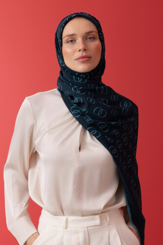 Chain Noor Flush Viscose Shawl Petrol - 3